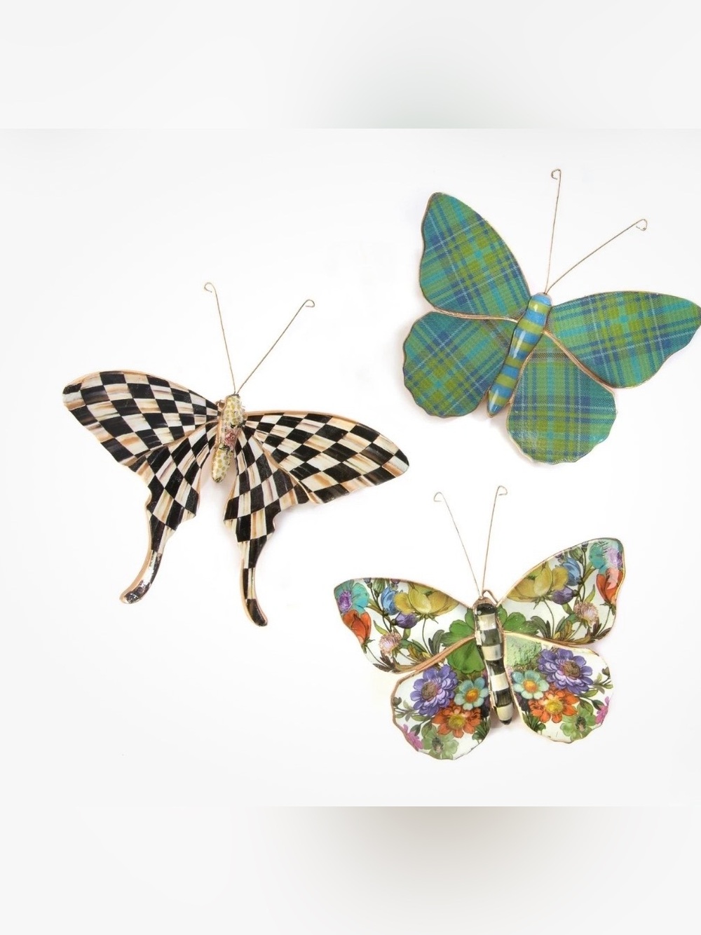 Mackenzie-Childs Pond Butterfly Trio. Wall Decor.